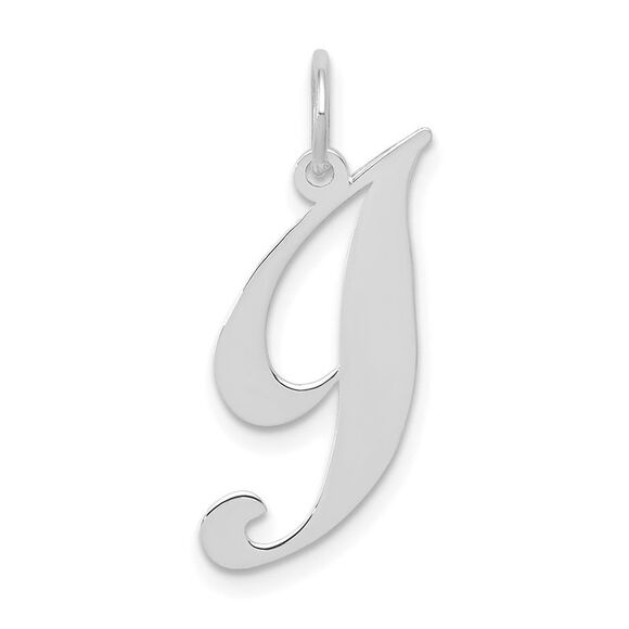 10k White Gold Small Fancy Script Initial I Charm - Picture 1 of 2